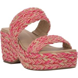 On 34th Womens Norina Raffia Platform Sandals | Pink multi | Sz: 8.5M NWOB
